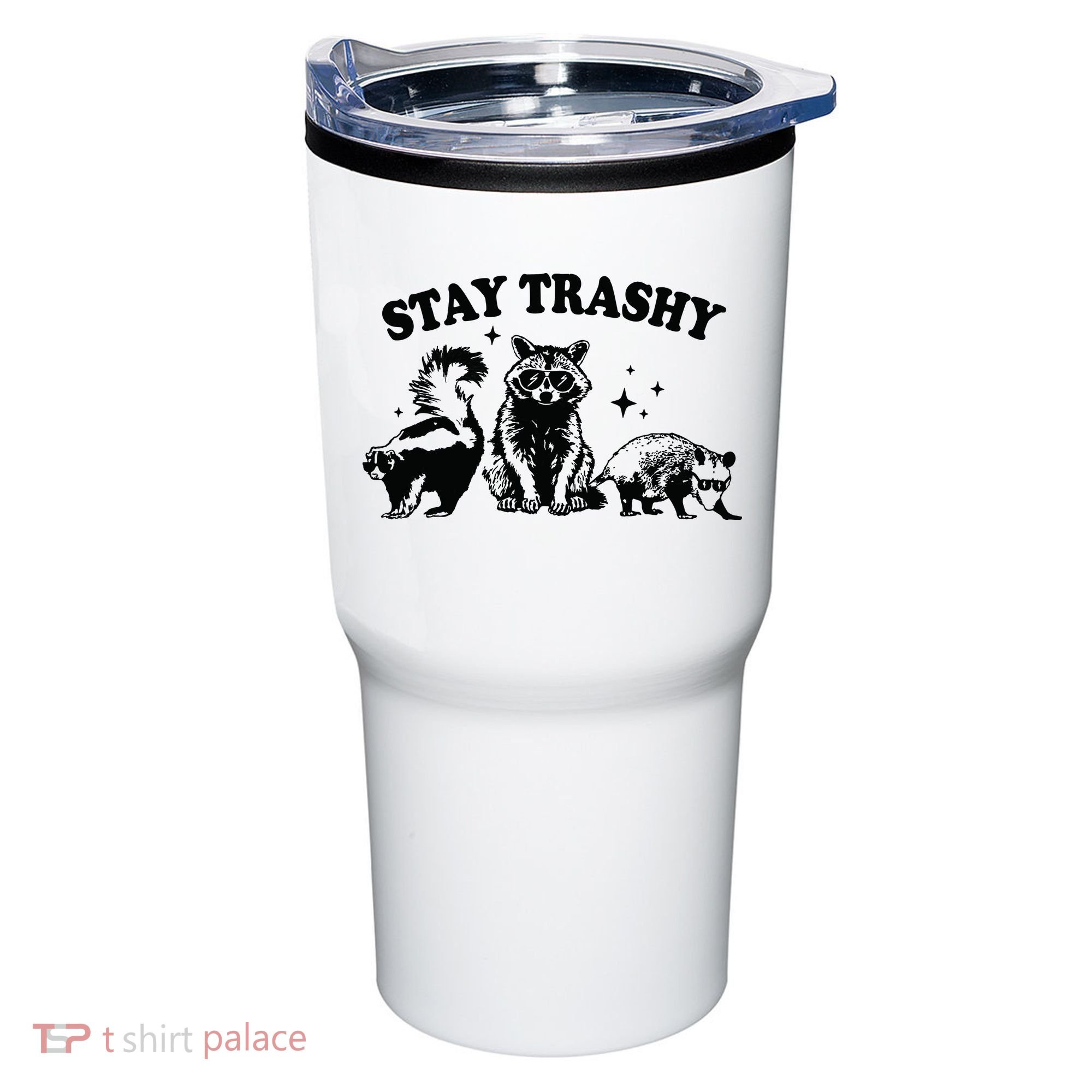 Stay Trashy Retro Funny Racoon Tumbler