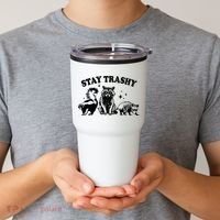 Stay Trashy Retro Funny Racoon Tumbler thumb 2