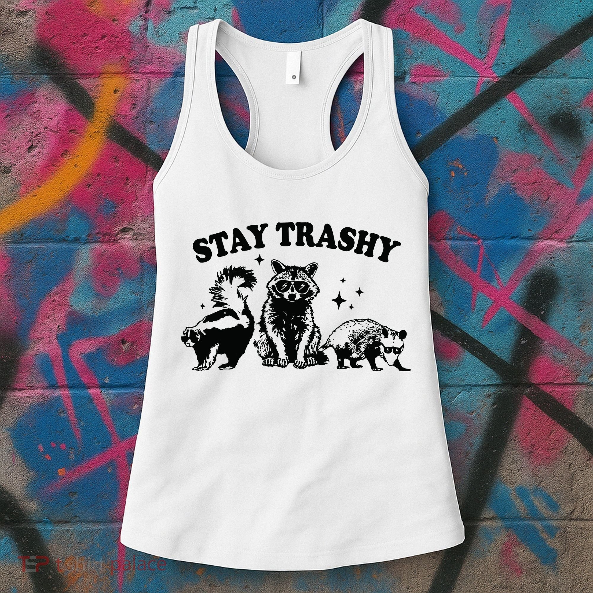 Stay Trashy Retro Funny Racoon Women's Tank Top