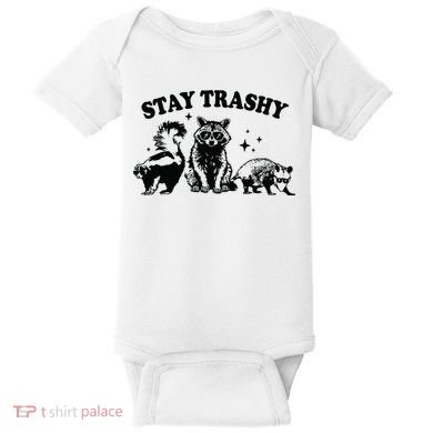 Stay Trashy Retro Funny Racoon Baby Bodysuit