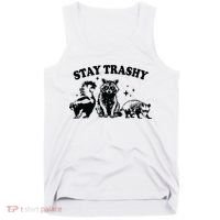 Stay Trashy Retro Funny Racoon Tank Top thumb 0