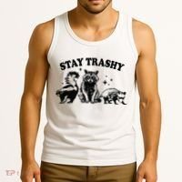 Stay Trashy Retro Funny Racoon Tank Top thumb 3