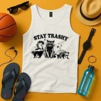 Stay Trashy Retro Funny Racoon Tank Top thumb 4