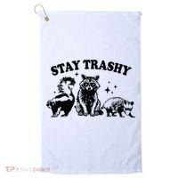Stay Trashy Retro Funny Racoon Golf Towel thumb 0