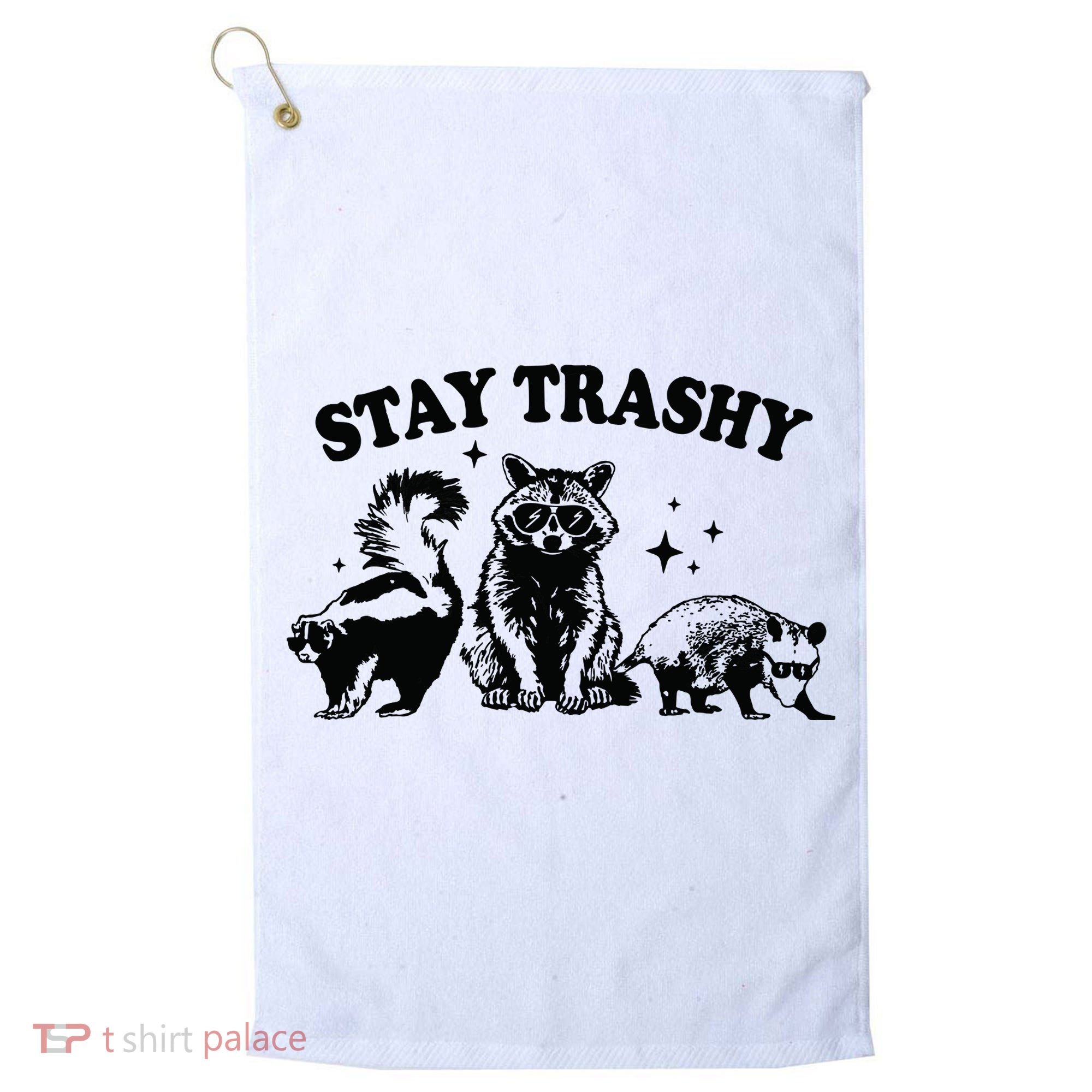 Stay Trashy Retro Funny Racoon Golf Towel