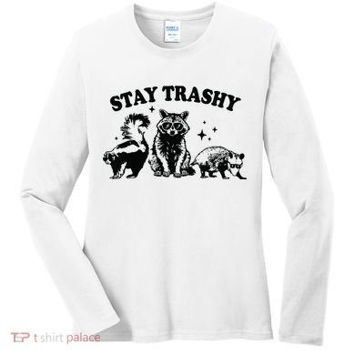 Stay Trashy Retro Funny Racoon Women's Long Sleeve Shirt