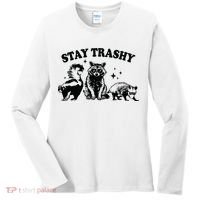 Stay Trashy Retro Funny Racoon Women's Long Sleeve Shirt thumb 0