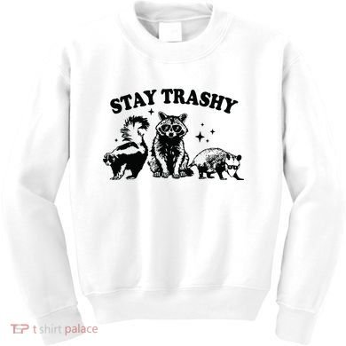 Stay Trashy Retro Funny Racoon Kids Sweatshirt