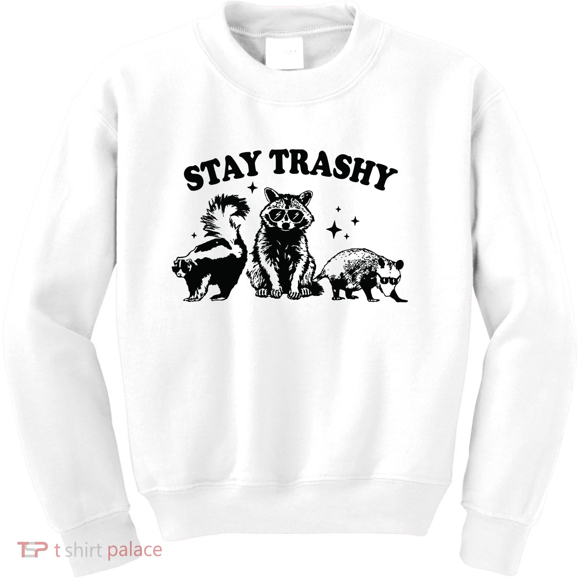 Stay Trashy Retro Funny Racoon Kids Sweatshirt