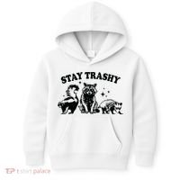 Stay Trashy Retro Funny Racoon Kids Hoodie thumb 0