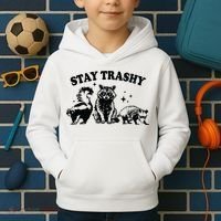 Stay Trashy Retro Funny Racoon Kids Hoodie thumb 2