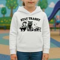 Stay Trashy Retro Funny Racoon Kids Hoodie thumb 3