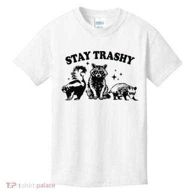 Stay Trashy Retro Funny Racoon Kids T-Shirt