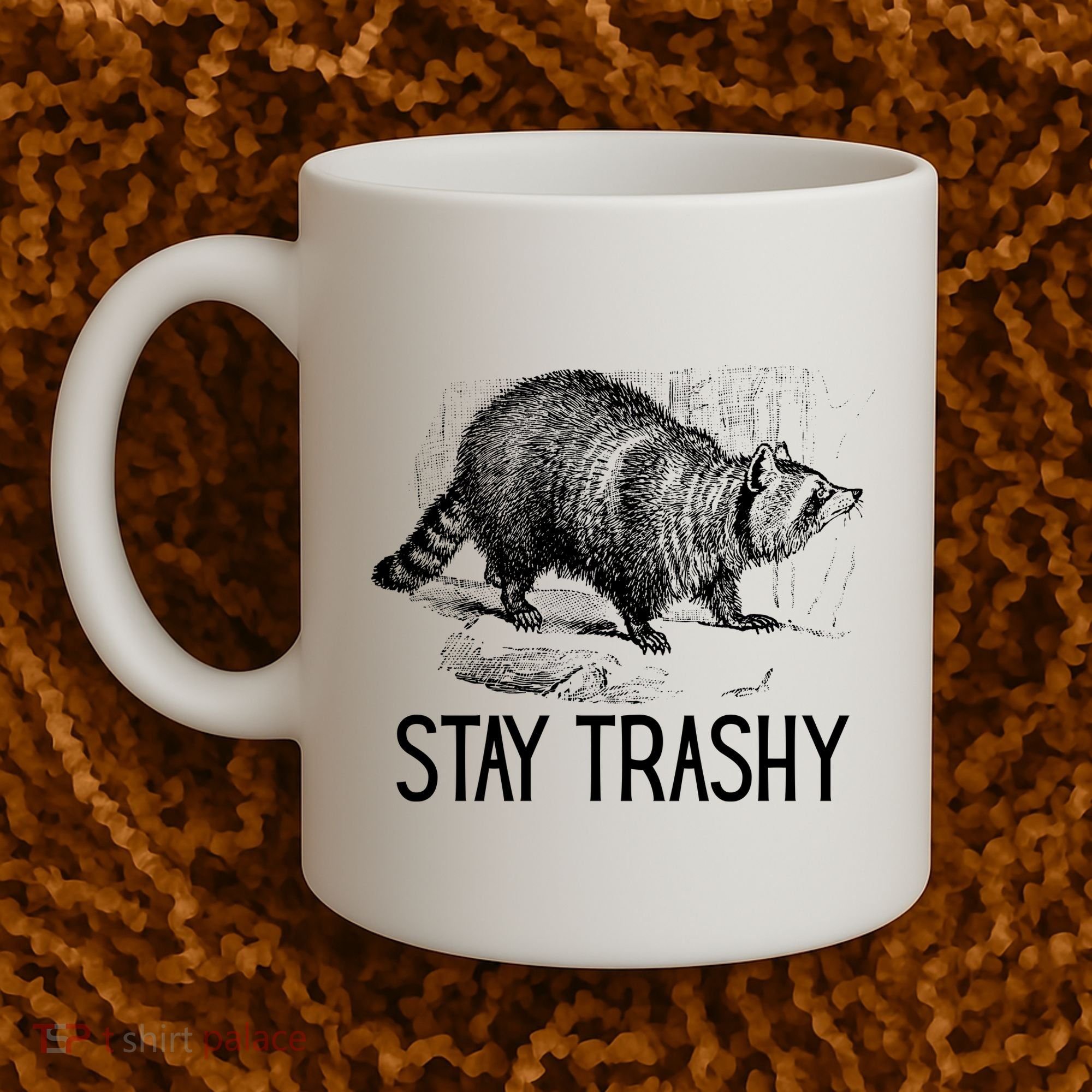 Stay Trashy Raccoon Funny Meme Coffee Mug
