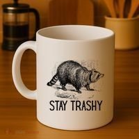 Stay Trashy Raccoon Funny Meme Coffee Mug thumb 4