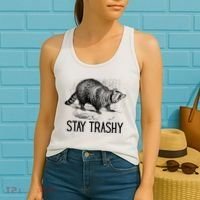 Stay Trashy Raccoon Funny Meme Women's Tank Top thumb 2