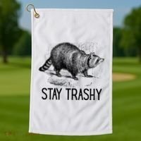 Stay Trashy Raccoon Funny Meme Golf Towel thumb 1