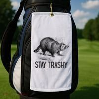 Stay Trashy Raccoon Funny Meme Golf Towel thumb 2