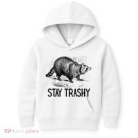 Stay Trashy Raccoon Funny Meme Kids Hoodie thumb 0