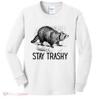 Stay Trashy Raccoon Funny Meme Kids Long Sleeve Shirt thumb 0