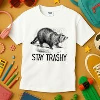 Stay Trashy Raccoon Funny Meme Kids T-Shirt thumb 3