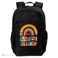Substitute Teacher Rainbow Pencil Groovy Teacher Flower Backpack thumb 0