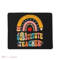 Substitute Teacher Rainbow Pencil Groovy Teacher Flower Mousepad thumb 0