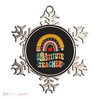 Substitute Teacher Rainbow Pencil Groovy Teacher Flower Ornament thumb 0