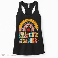 Substitute Teacher Rainbow Pencil Groovy Teacher Flower Women's Tank Top thumb 0