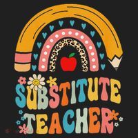 Substitute Teacher Rainbow Pencil Groovy Teacher Flower Hat thumb 2