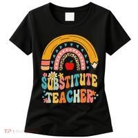 Substitute Teacher Rainbow Pencil Groovy Teacher Flower Women's T-Shirt thumb 0