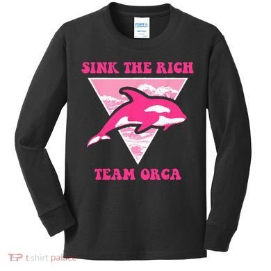 Sink The Rich Tea Orca Whale Apparel Kids Long Sleeve Shirt