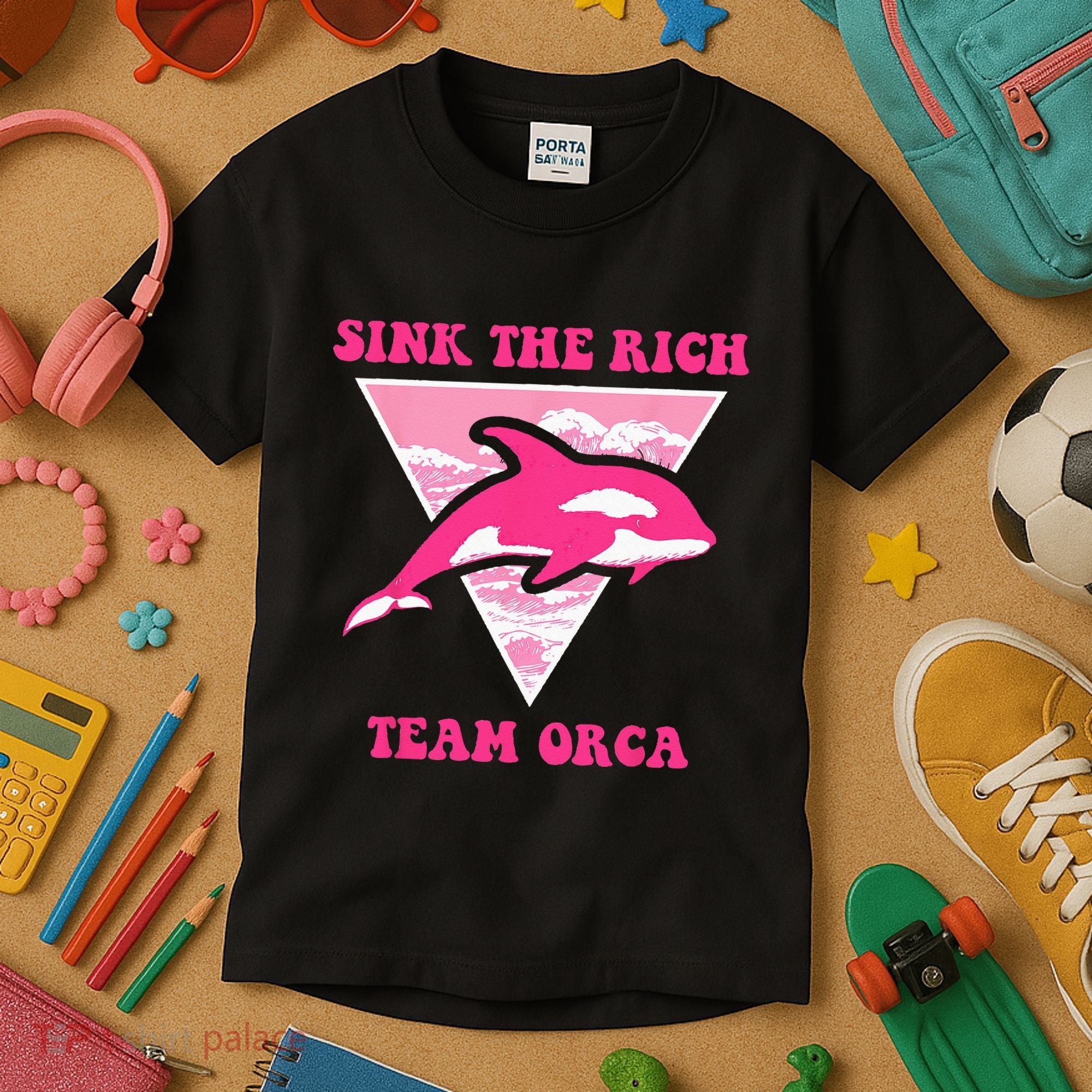 Sink The Rich Tea Orca Whale Apparel Kids T-Shirt