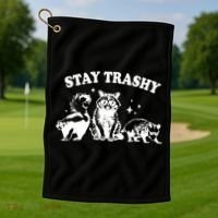 Stay Trashy Raccoon Opossum Skunk Golf Towel thumb 1