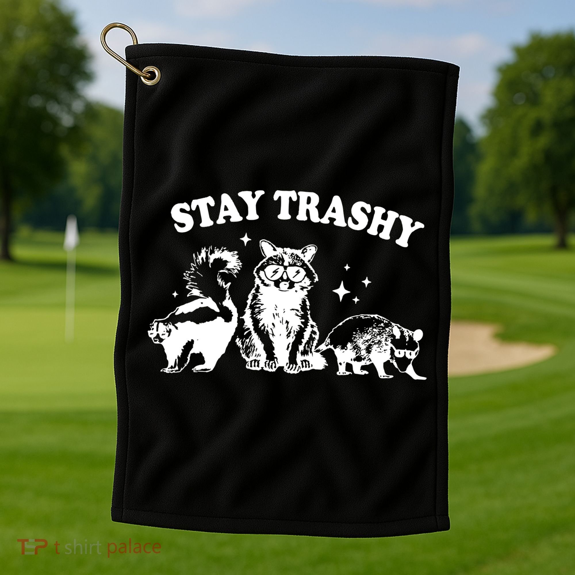 Stay Trashy Raccoon Opossum Skunk Golf Towel