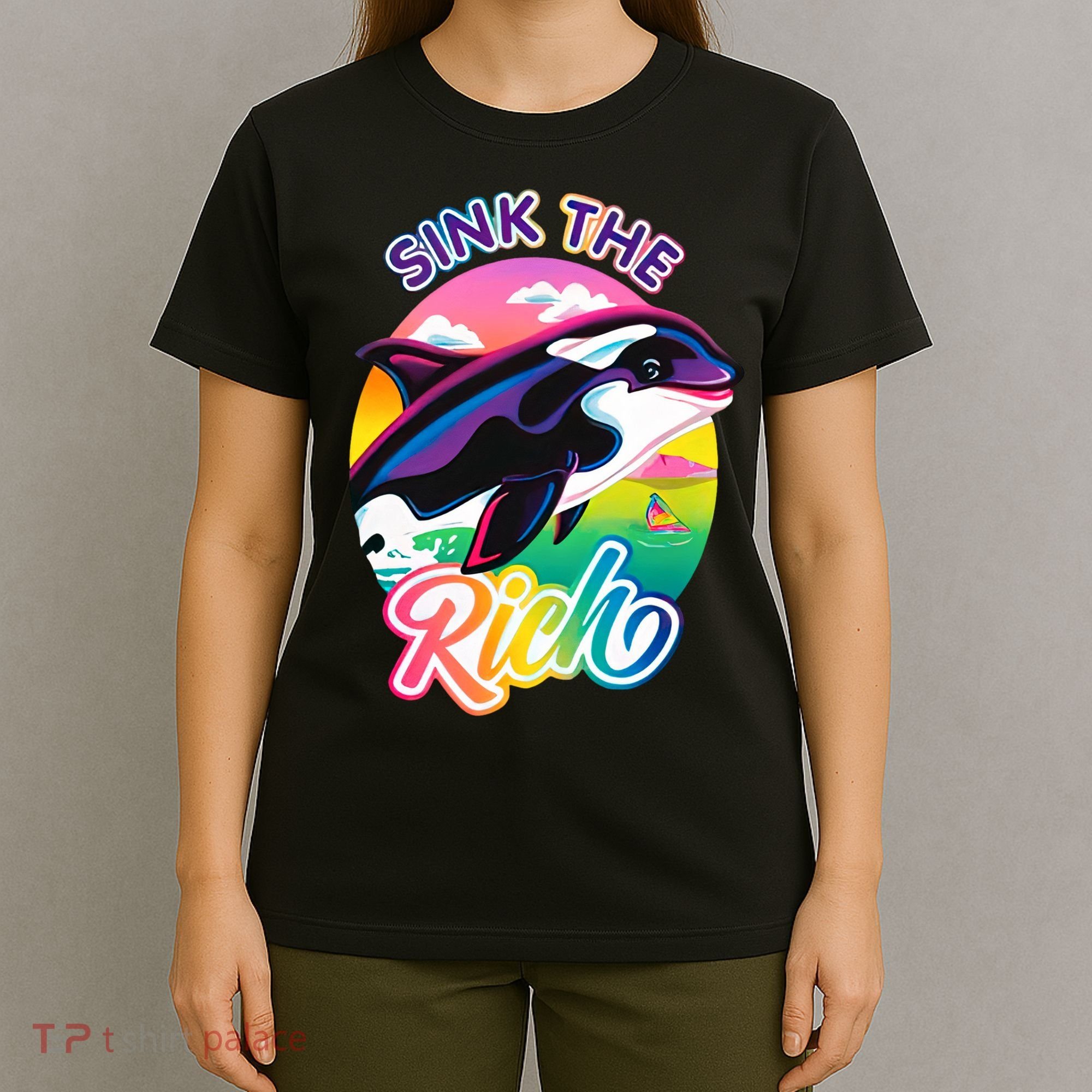 Sink The Rich Gladys Killer Whale The Yacht Sinking Orca Rainbow T-Shirt