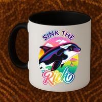 Sink The Rich Gladys Killer Whale The Yacht Sinking Orca Rainbow Coffee Mug thumb 2