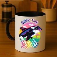 Sink The Rich Gladys Killer Whale The Yacht Sinking Orca Rainbow Coffee Mug thumb 4
