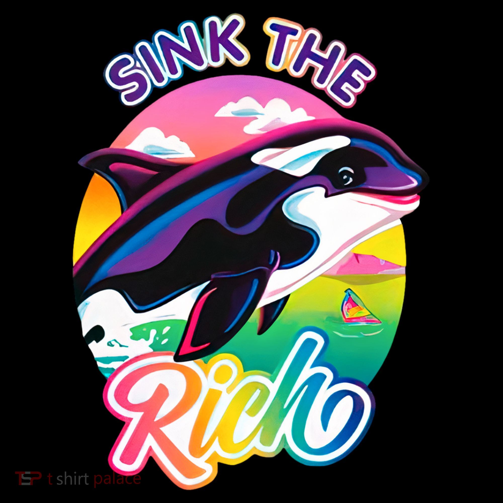Sink The Rich Gladys Killer Whale The Yacht Sinking Orca Rainbow Coffee Mug