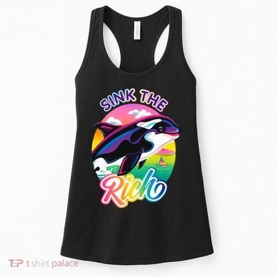 Sink The Rich Gladys Killer Whale The Yacht Sinking Orca Rainbow Women's Tank Top