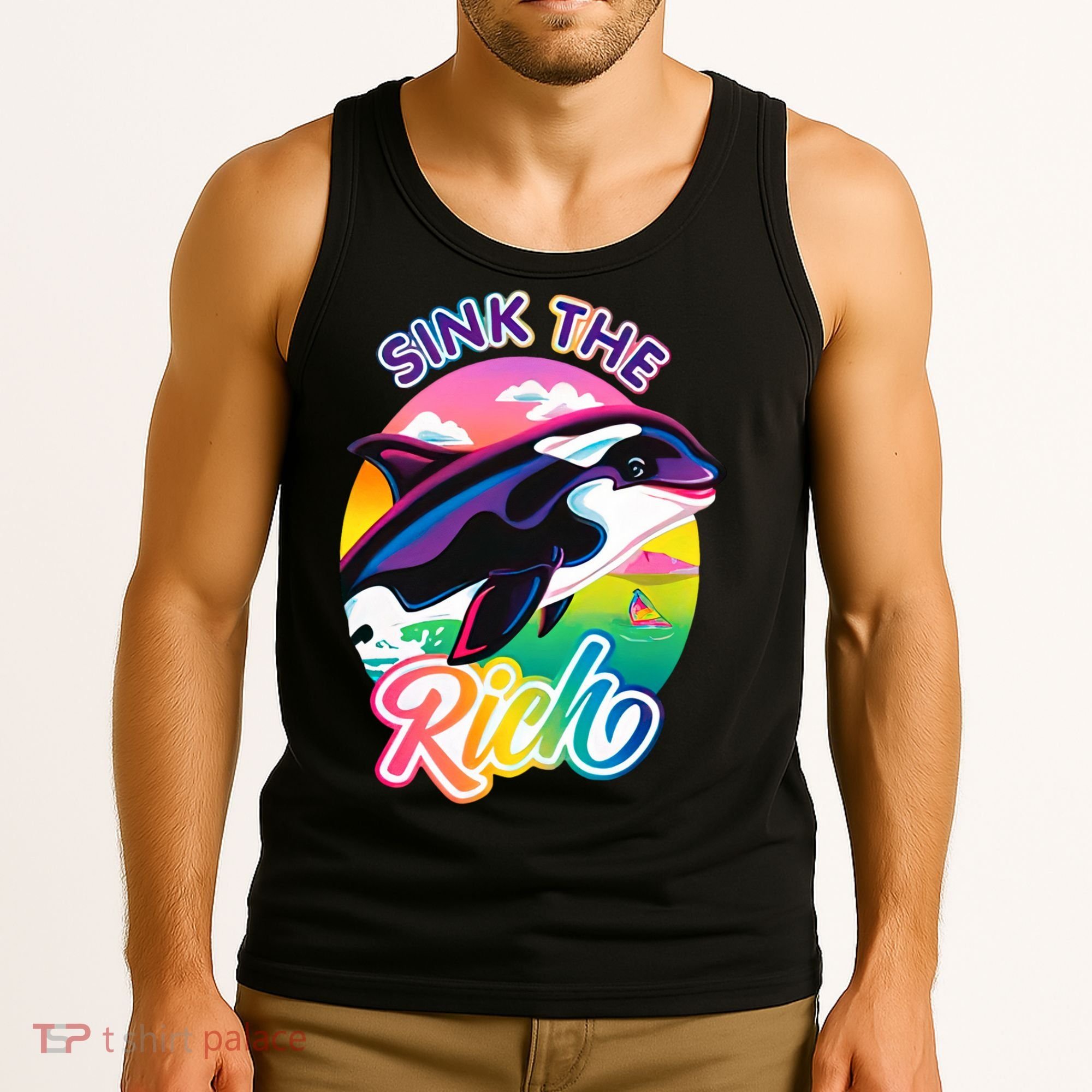 Sink The Rich Gladys Killer Whale The Yacht Sinking Orca Rainbow Tank Top