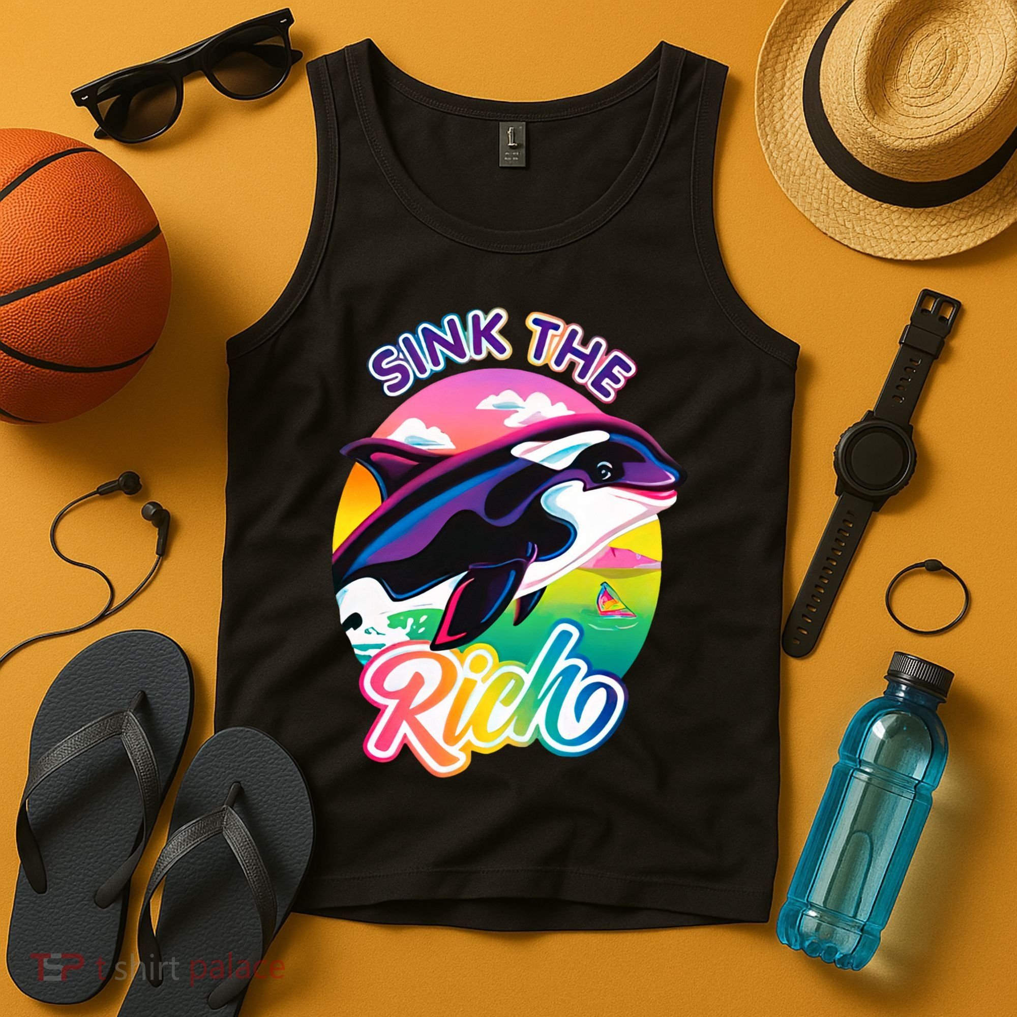 Sink The Rich Gladys Killer Whale The Yacht Sinking Orca Rainbow Tank Top