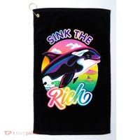Sink The Rich Gladys Killer Whale The Yacht Sinking Orca Rainbow Golf Towel thumb 0