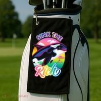 Sink The Rich Gladys Killer Whale The Yacht Sinking Orca Rainbow Golf Towel thumb 2