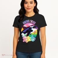 Sink The Rich Gladys Killer Whale The Yacht Sinking Orca Rainbow Women's T-Shirt thumb 4