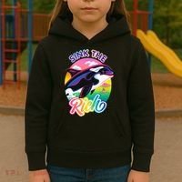 Sink The Rich Gladys Killer Whale The Yacht Sinking Orca Rainbow Kids Hoodie thumb 3