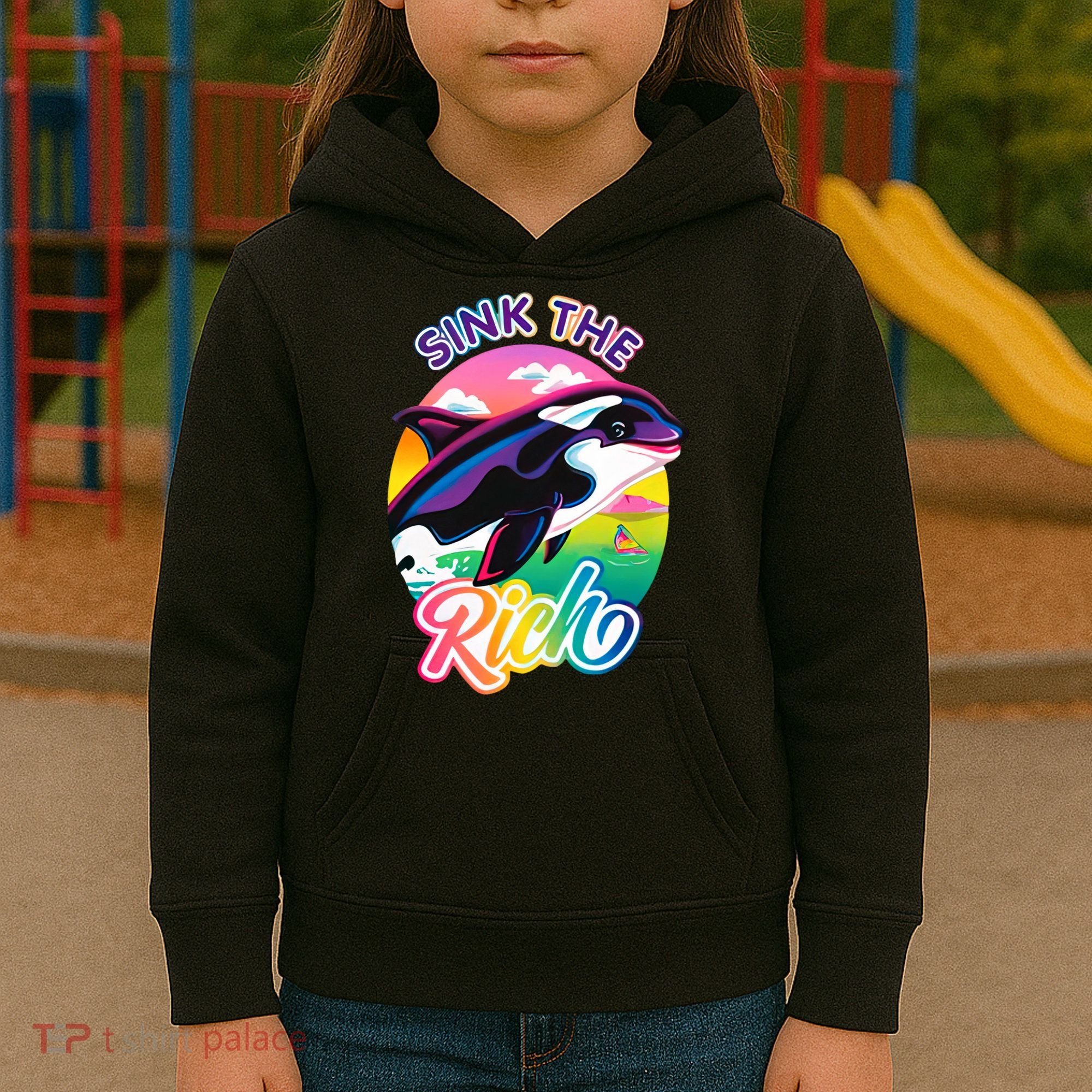 Sink The Rich Gladys Killer Whale The Yacht Sinking Orca Rainbow Kids Hoodie