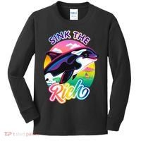 Sink The Rich Gladys Killer Whale The Yacht Sinking Orca Rainbow Kids Long Sleeve Shirt thumb 0