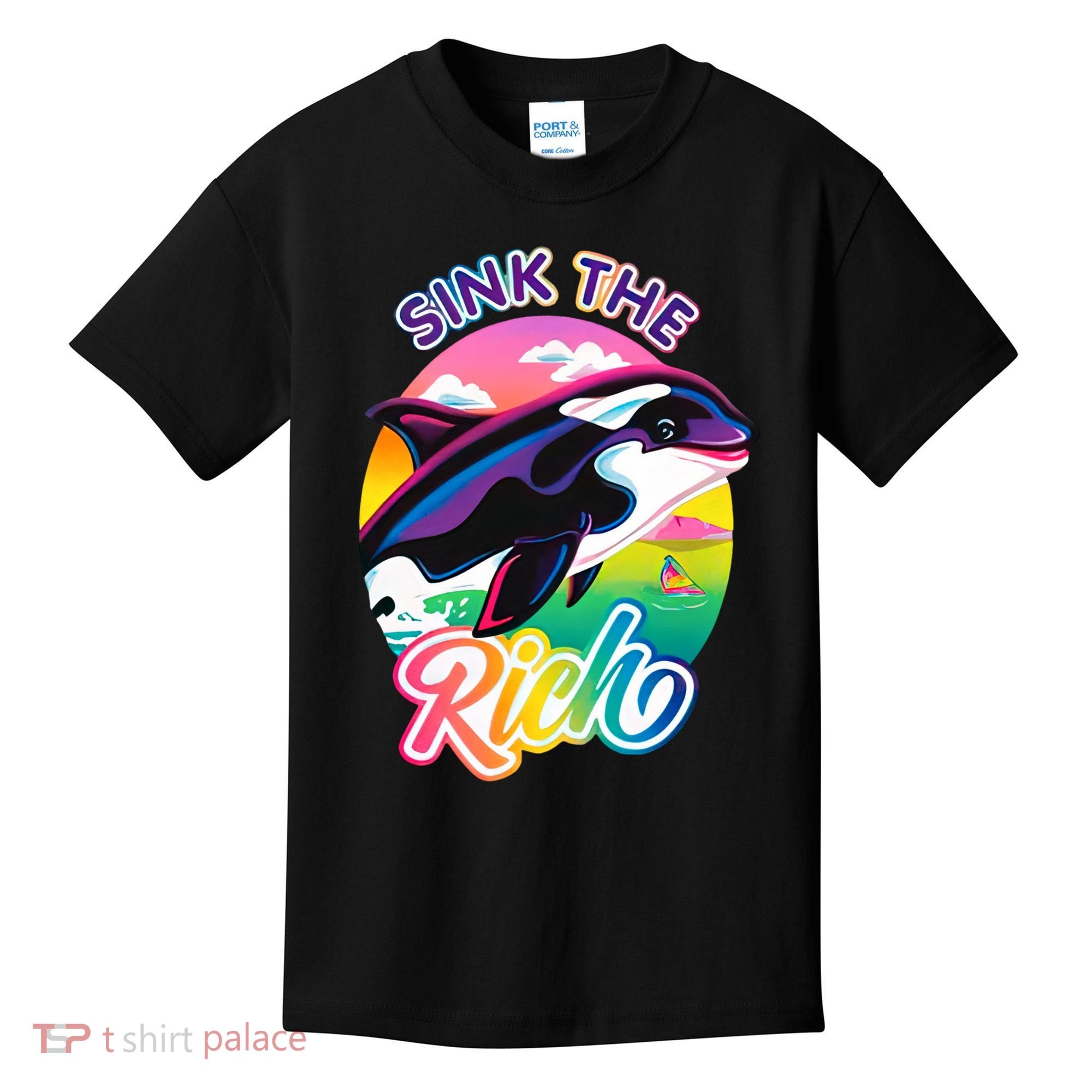 Sink The Rich Gladys Killer Whale The Yacht Sinking Orca Rainbow Kids T-Shirt