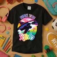 Sink The Rich Gladys Killer Whale The Yacht Sinking Orca Rainbow Kids T-Shirt thumb 3